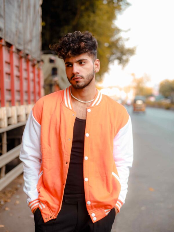 Premium Orange Varsity Jacket ā 320 GSM Fleece