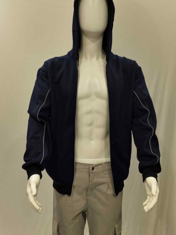 Reflective Piping Zip-Up Hoodie – 280 GSM Fleece
