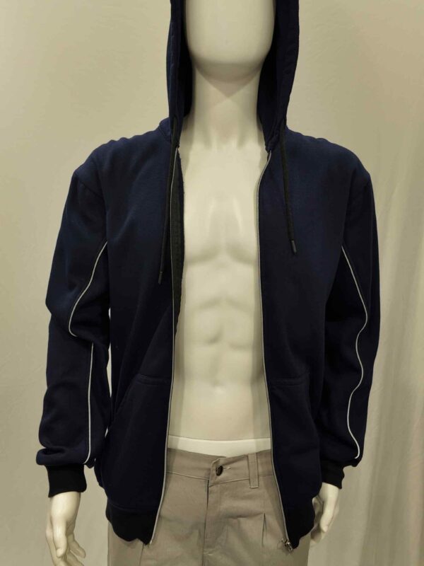 Reflective Piping Zip-Up Hoodie – 280 GSM Fleece