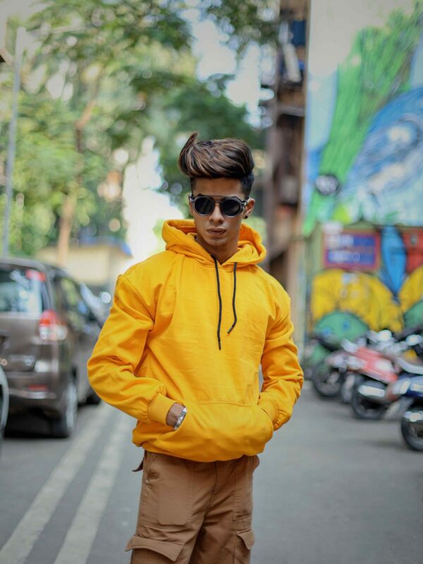 Premium Fleece Gold Yellow Hoodie – 320 GSM  100% Cotton