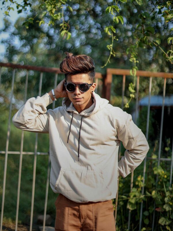 Premium Fleece Light Beige Hoodie – 320 GSM  100% Cotton