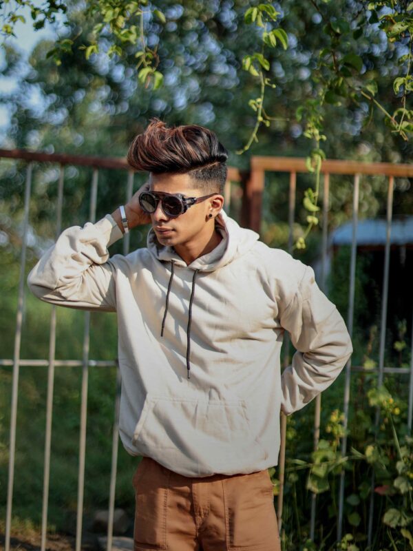 Premium Fleece Light Beige Hoodie – 320 GSM  100% Cotton