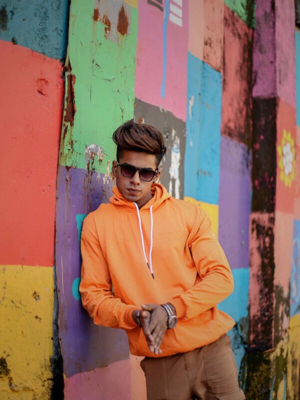 Classic Fleece  Neon Orange Hoodie – 280 GSM  100% Cotton