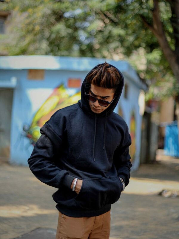 Classic Fleece Black Hoodie – 280 GSM  100% Cotton