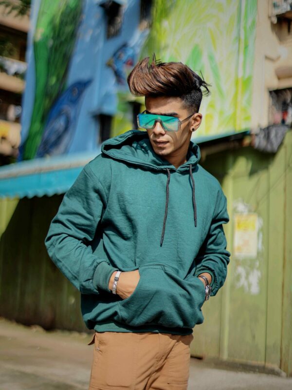 Classic Fleece Bottle Green Hoodie – 280 GSM  100% Cotton