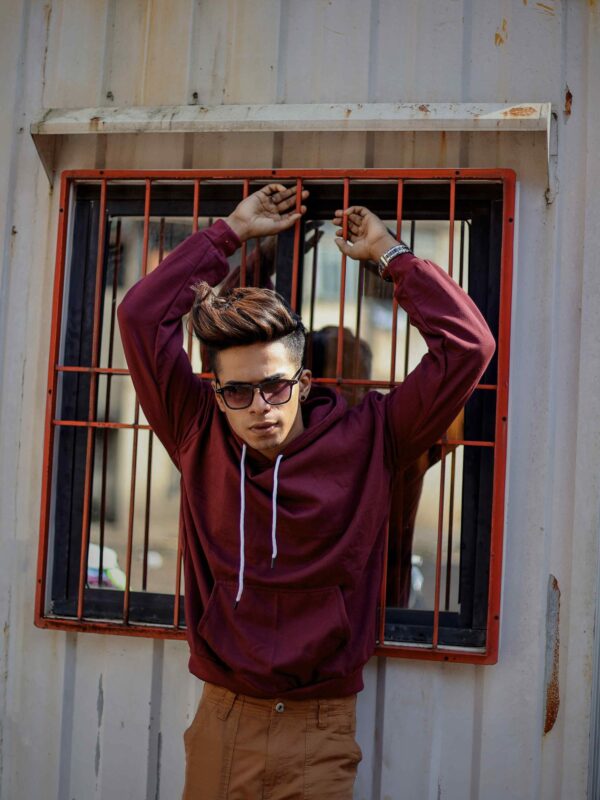 Classic Fleece Maroon Hoodie – 280 GSM  100% Cotton