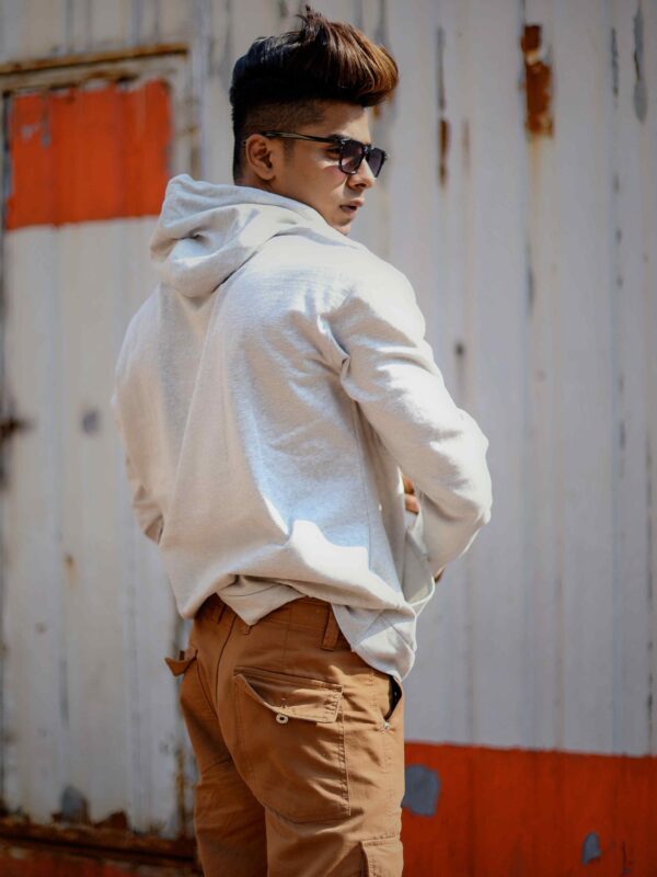 Premium Fleece Melange Grey Hoodie – 320 GSM  100% Cotton