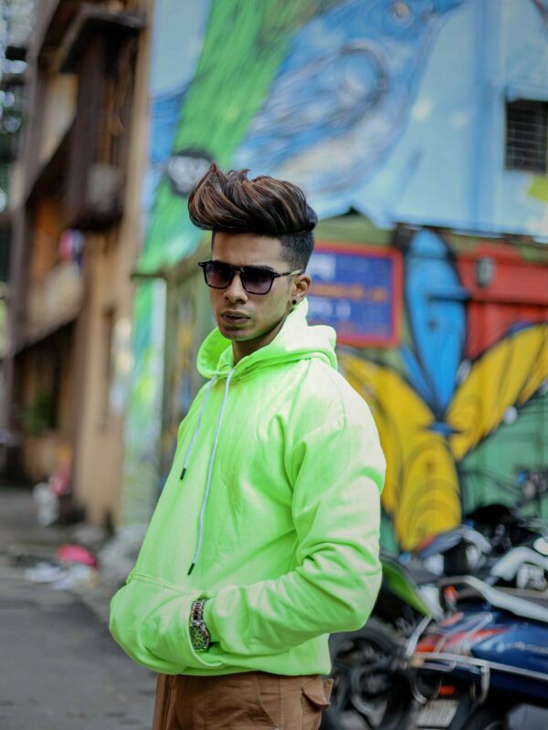 Classic Fleece Neon Green Hoodie – 280 GSM  100% Cotton