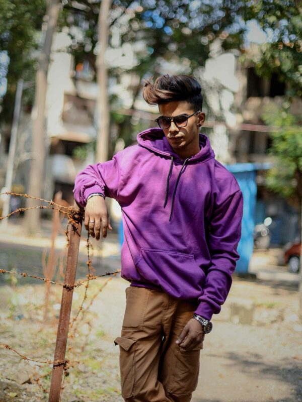 Classic Fleece Purple Hoodie – 280 GSM  100% Cotton