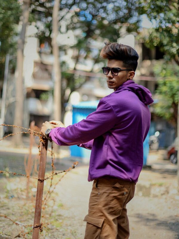 Classic Fleece Purple Hoodie – 280 GSM  100% Cotton