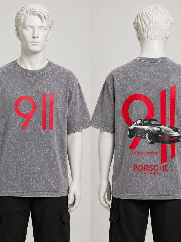911 Porsche Acid Wash Oversized T-Shirt – Premium Streetwear Graphic Tee